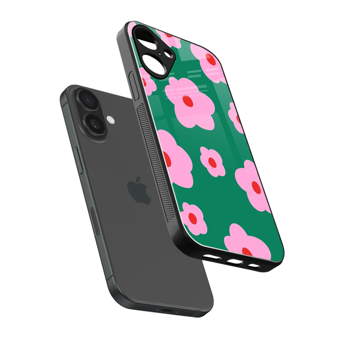 Pink Petal Parade sleek iphone 16 plus cover with tempered glass back and TPU edges