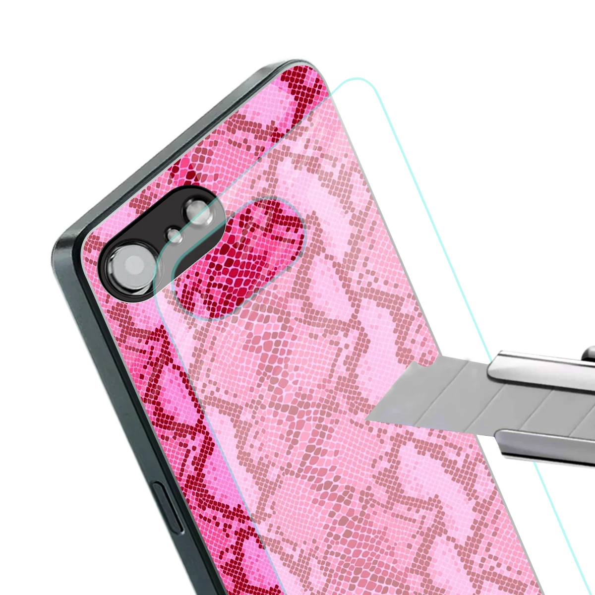 Pink Serpent stylish phone case for iphone 16e | glossy glass and slim fit