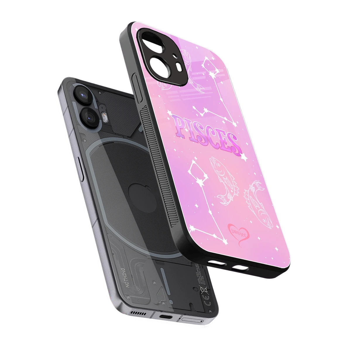 Pisces Aura sleek nothing phone 2 cover with tempered glass back and TPU edges