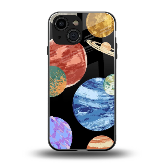 Planet Parade back phone cover | glass case for iphone 13 mini