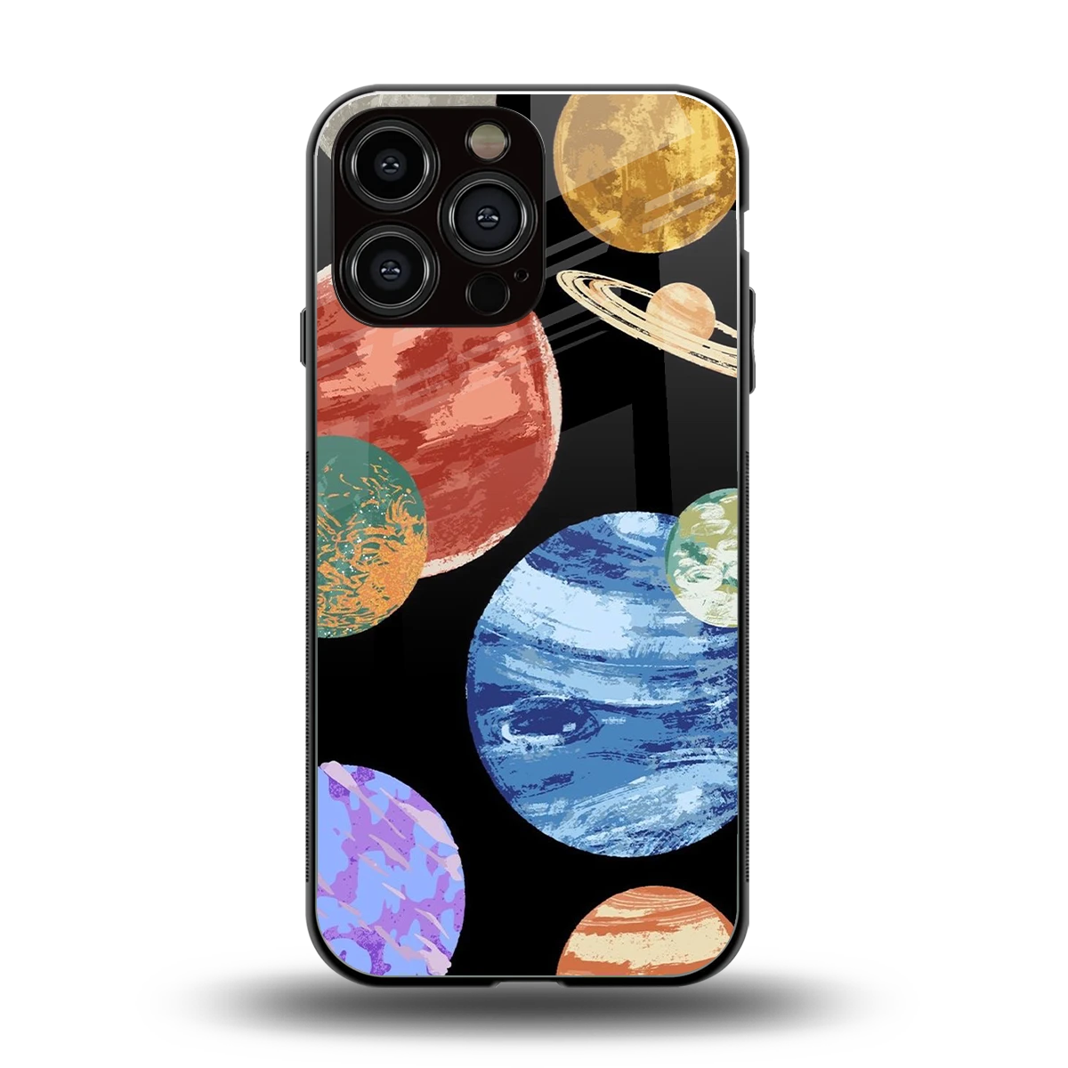 Planet Parade back phone cover | glass case for iphone 14 pro max