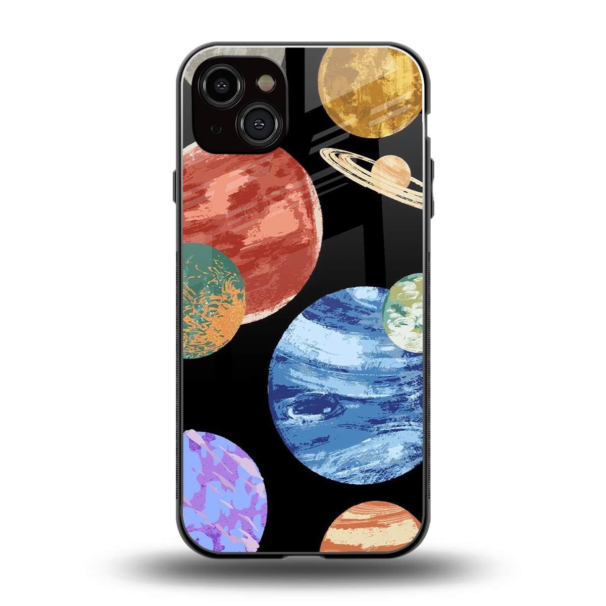 Planet Parade back phone cover | glass case for iphone 14 plus