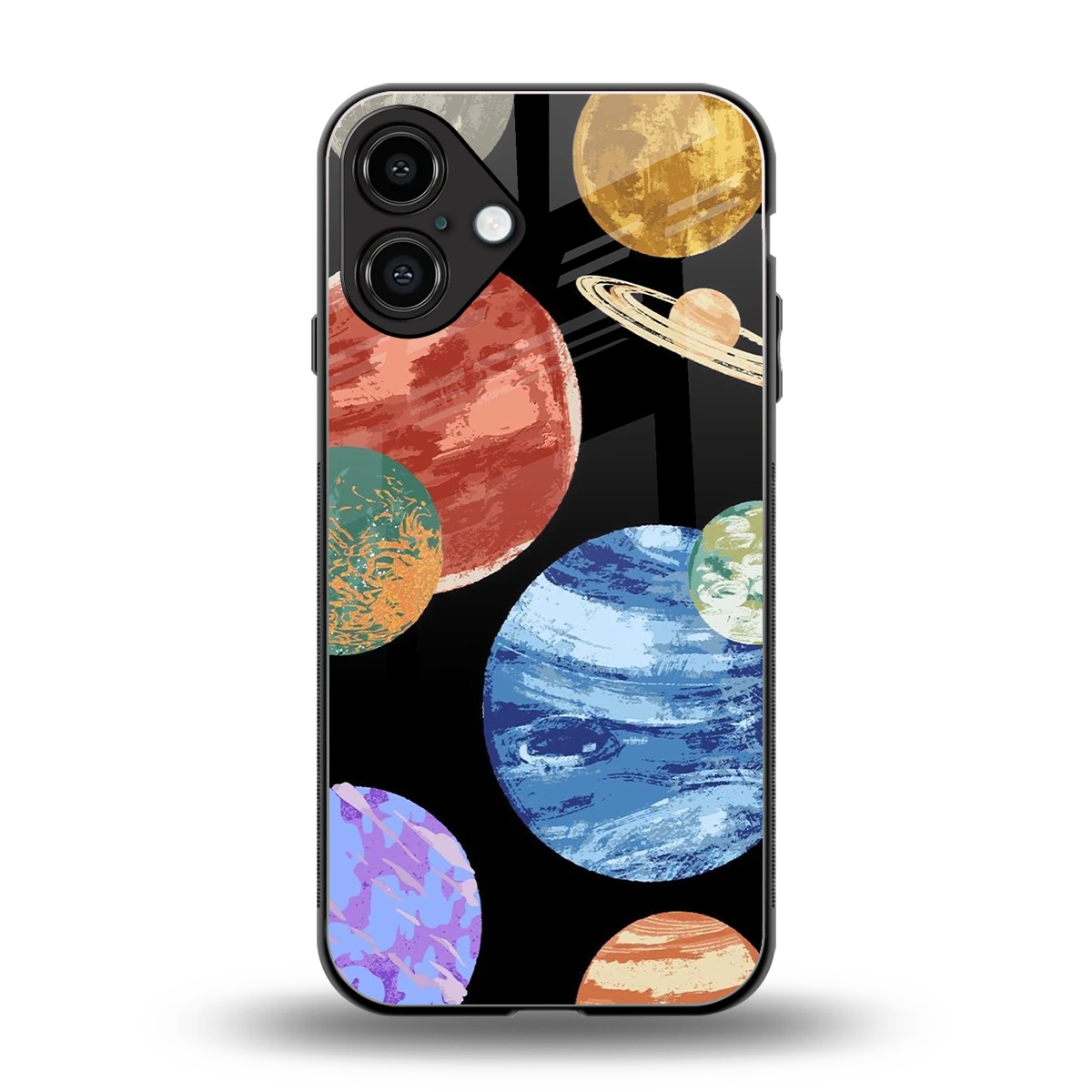 Planet Parade back phone cover | glass case for iphone 16 plus