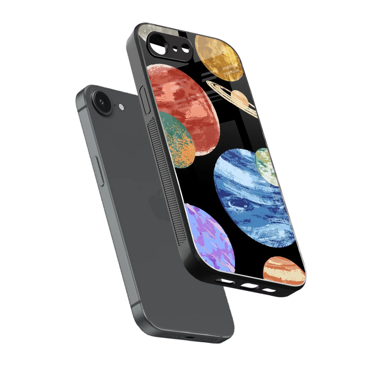 Planet Parade sleek iphone 16e cover with tempered glass back and TPU edges
