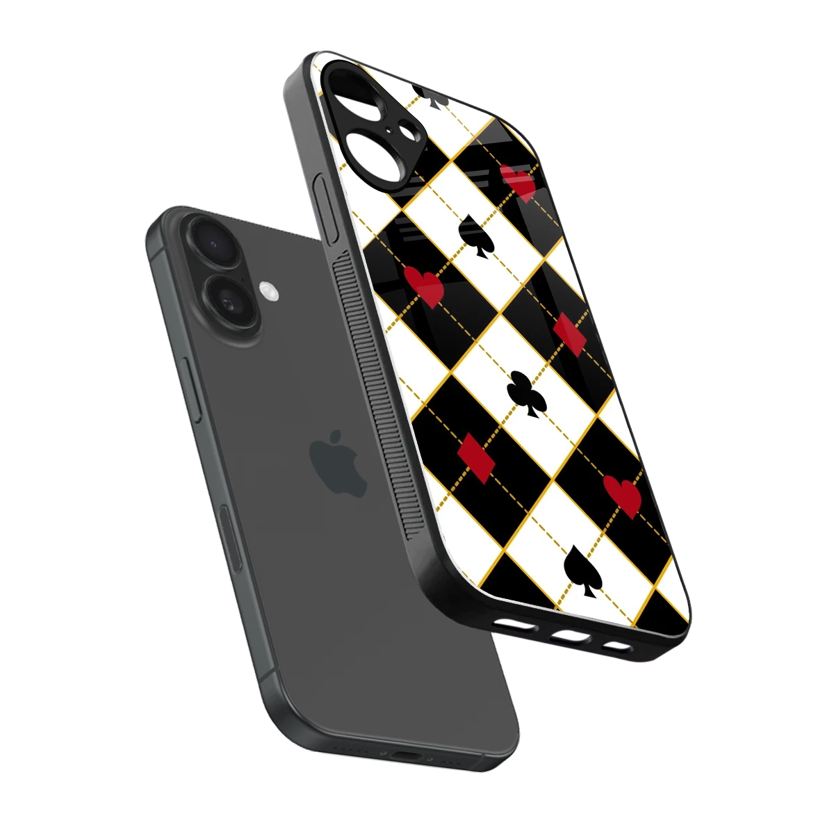 Poker Love sleek iphone 16 plus cover with tempered glass back and TPU edges