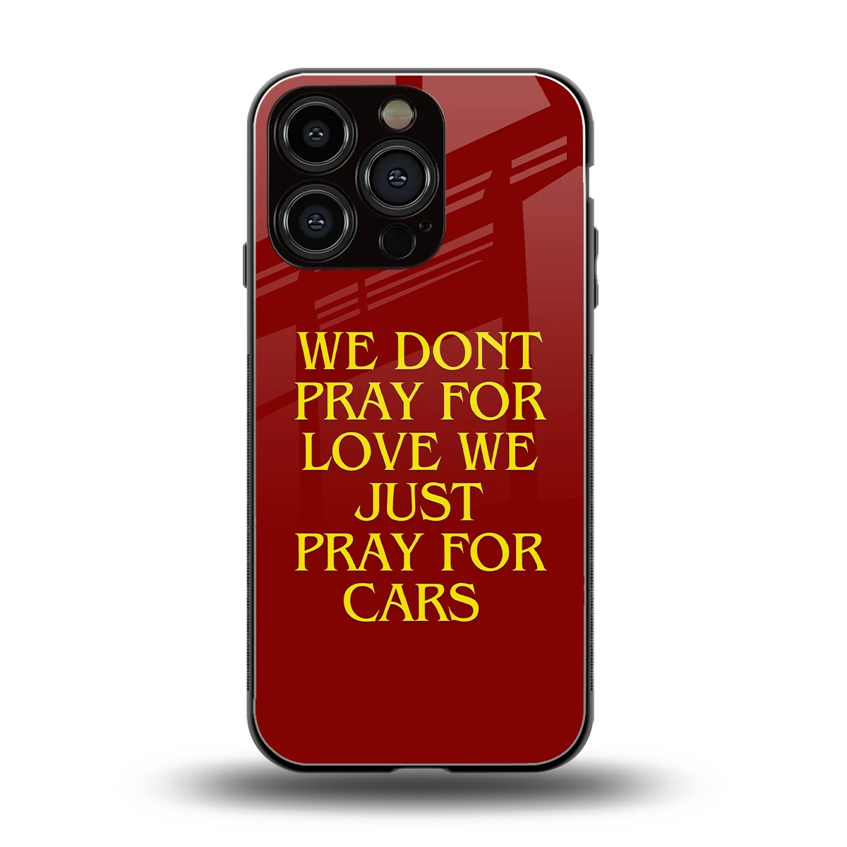 Pray For Cars back phone cover | glass case for iphone 16 pro