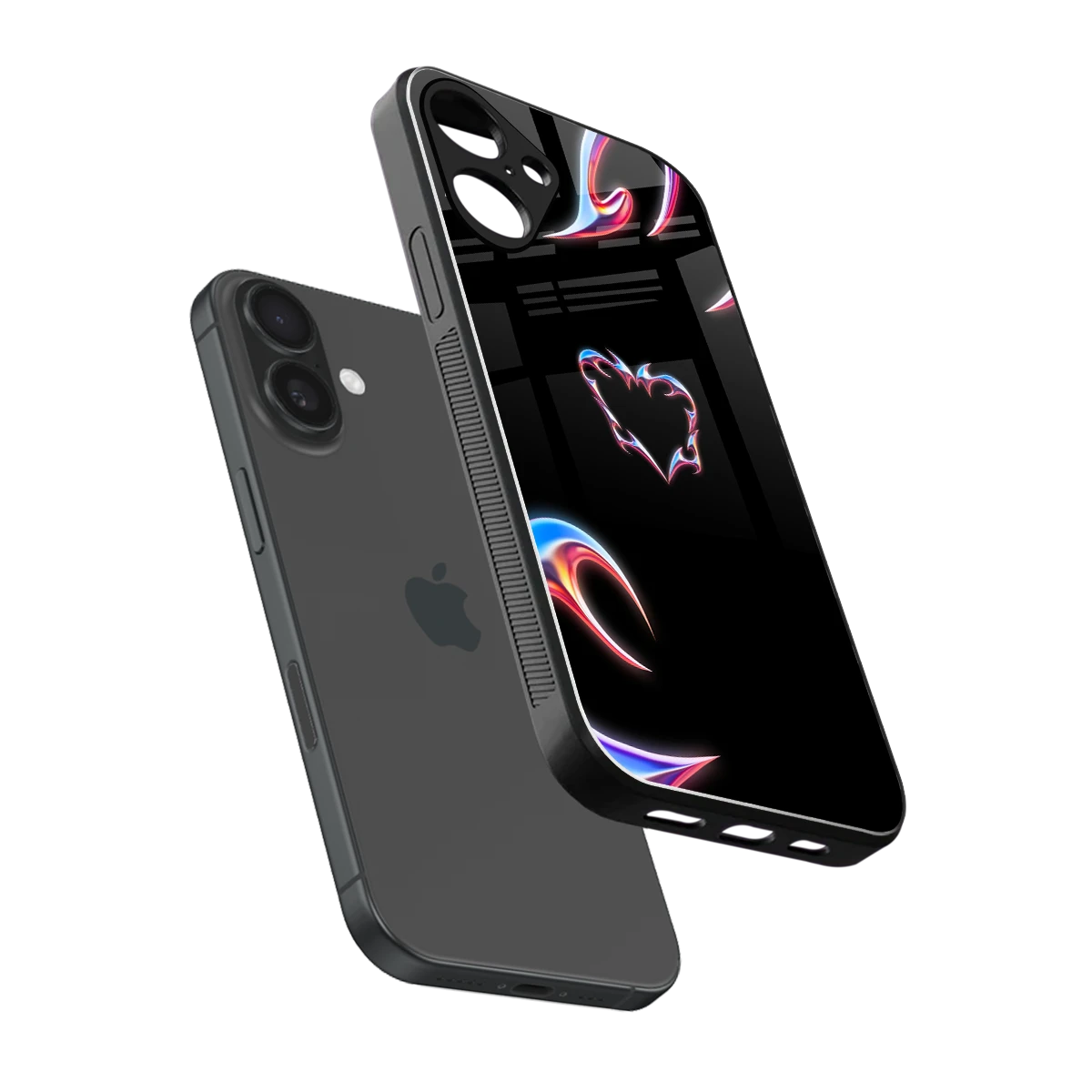Prism Heart sleek iphone 16 plus cover with tempered glass back and TPU edges