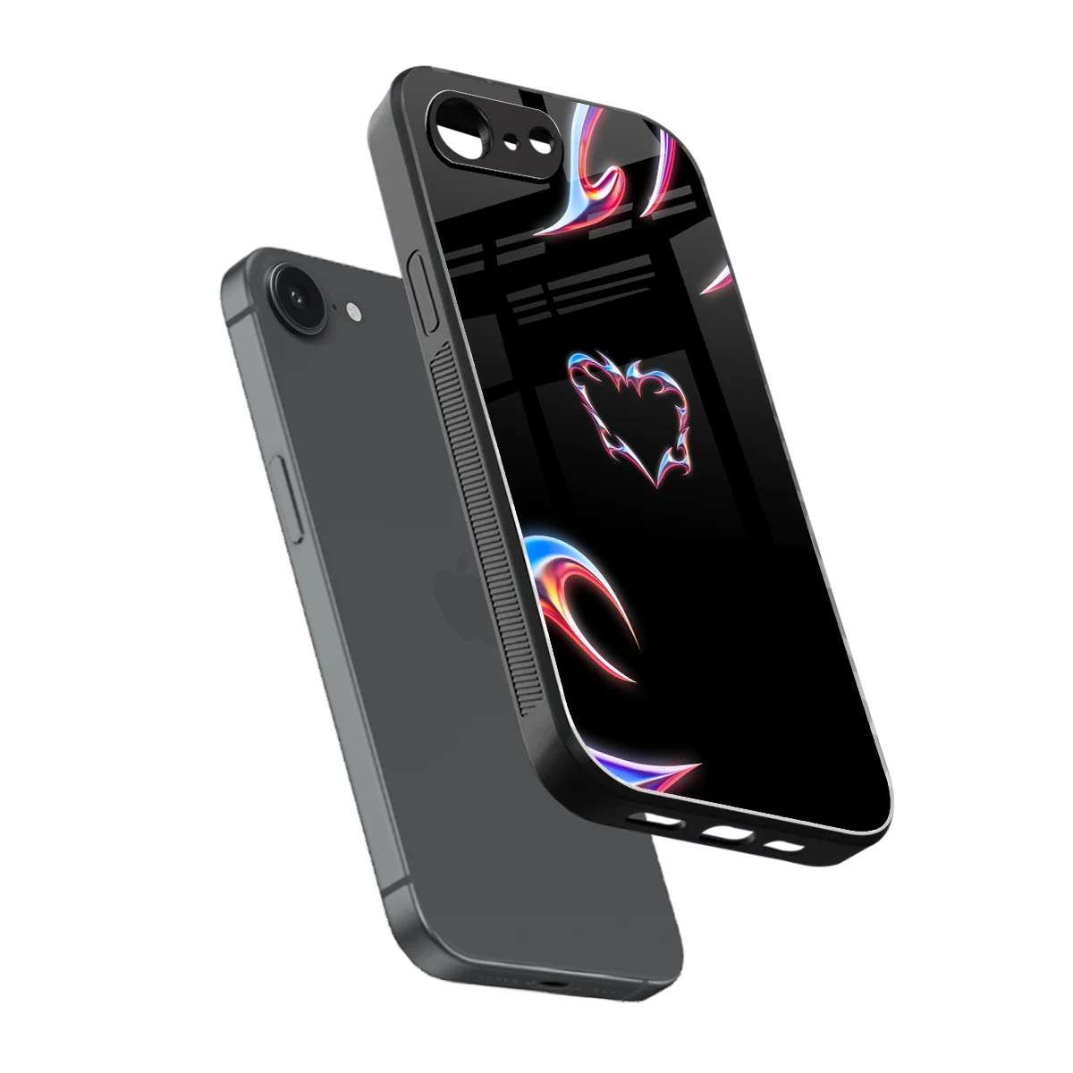 Prism Heart sleek iphone 16e cover with tempered glass back and TPU edges