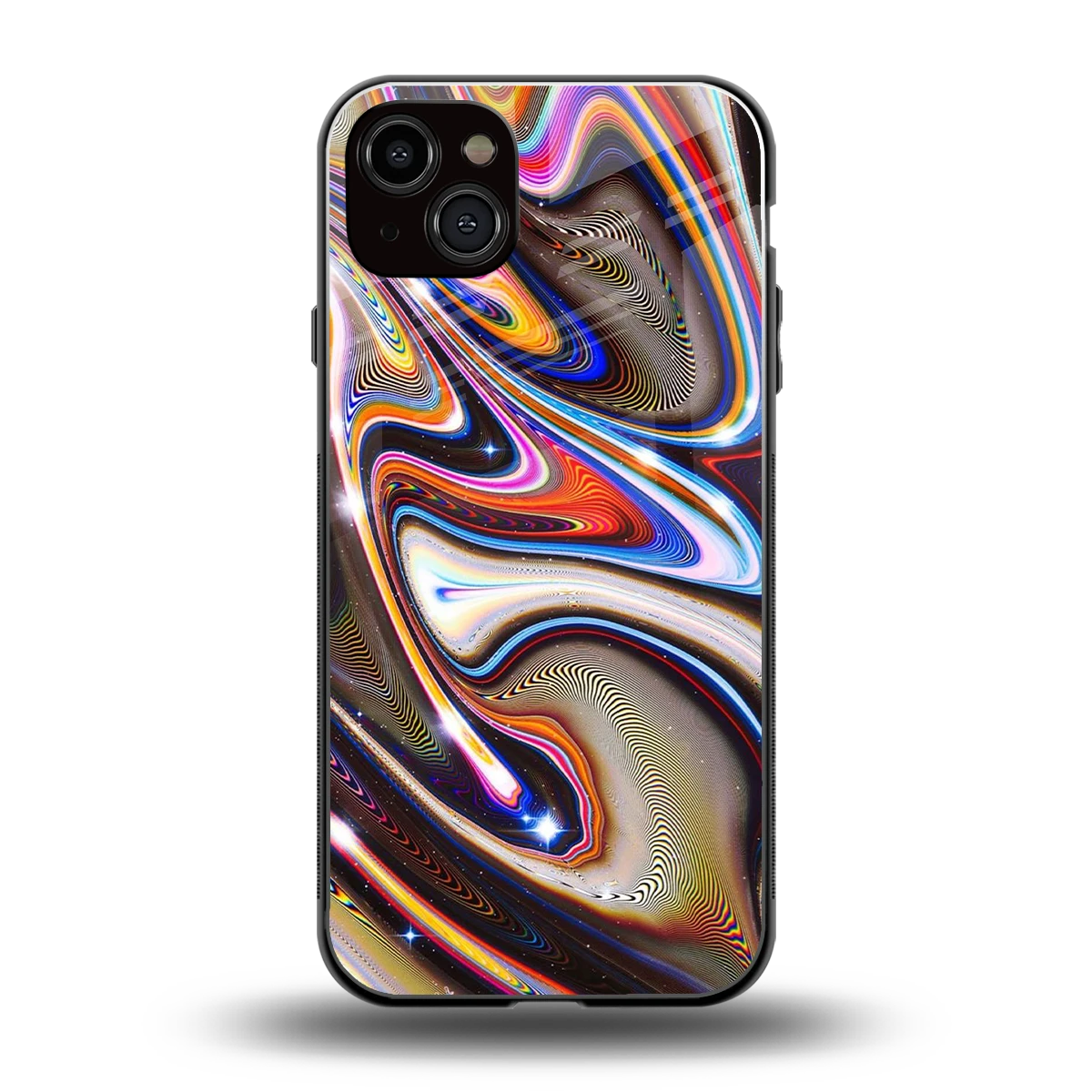 Psychedelic Marble back phone cover | glass case for iphone 14 plus