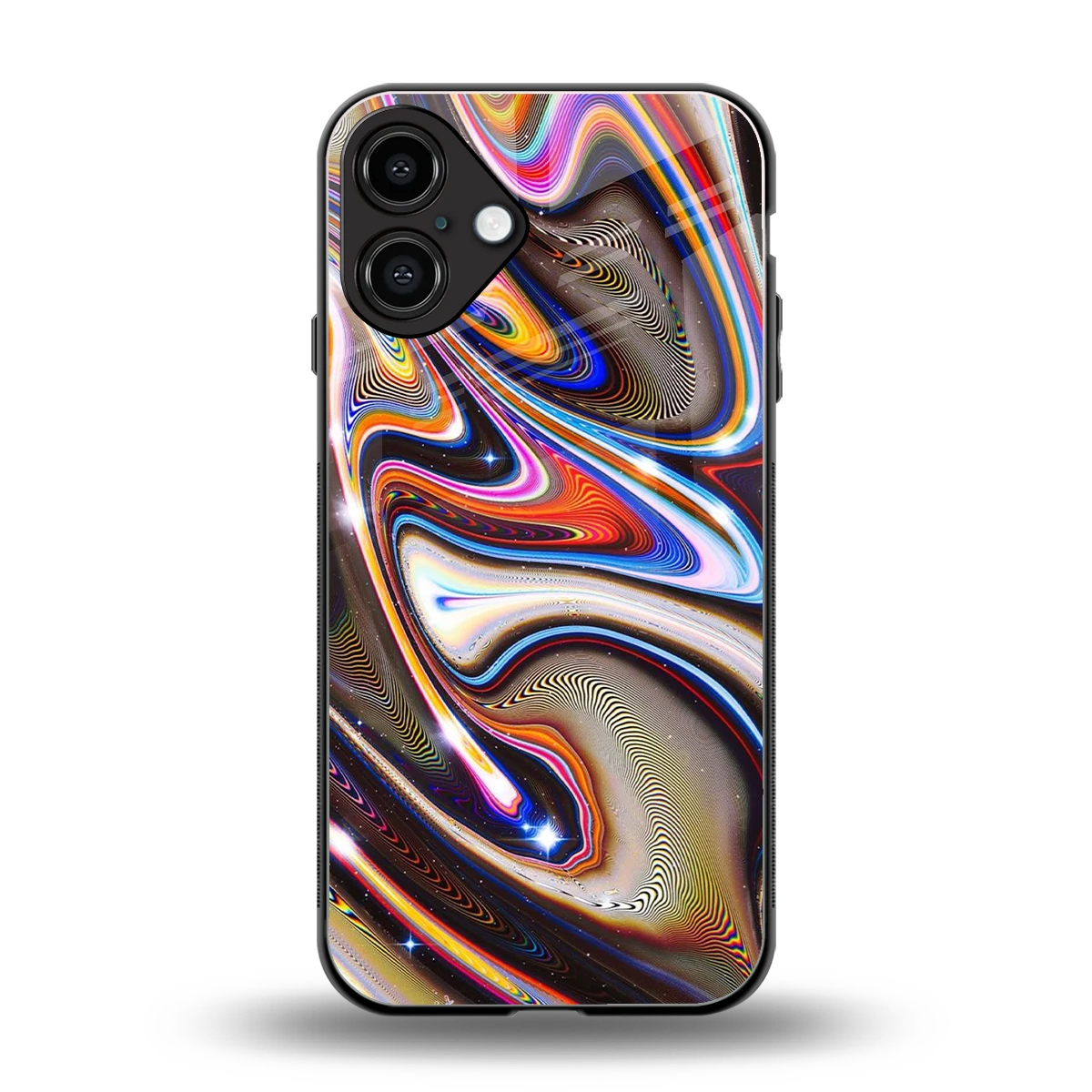 Psychedelic Marble back phone cover | glass case for iphone 16 plus