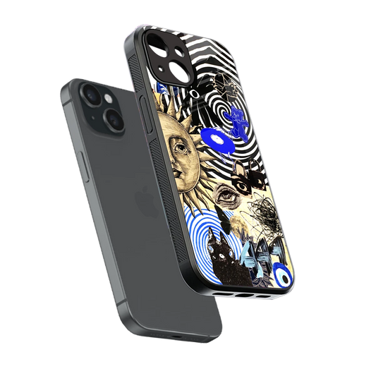 Psychedelic Vibes sleek iphone 13 mini cover with tempered glass back and TPU edges