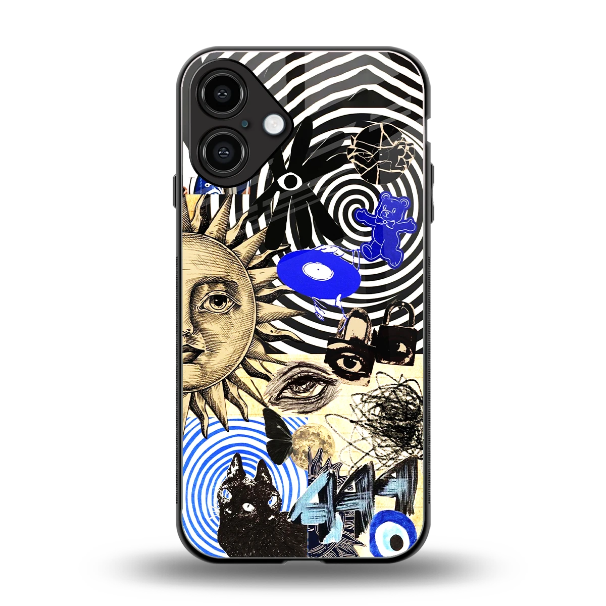 Psychedelic Vibes back phone cover | glass case for iphone 16 plus