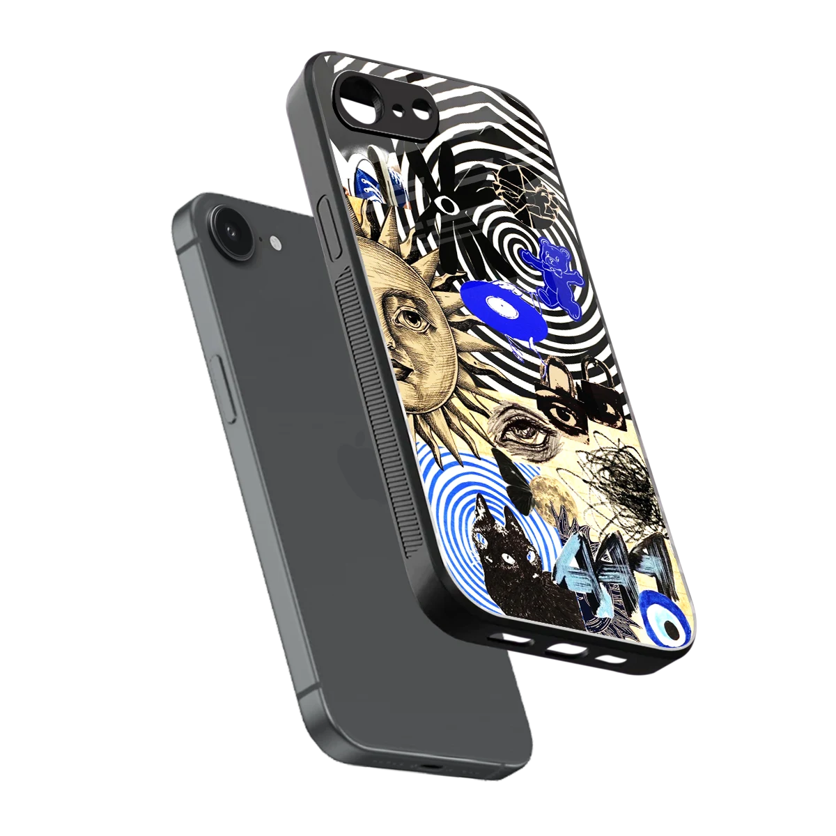 Psychedelic Vibes sleek iphone 16e cover with tempered glass back and TPU edges