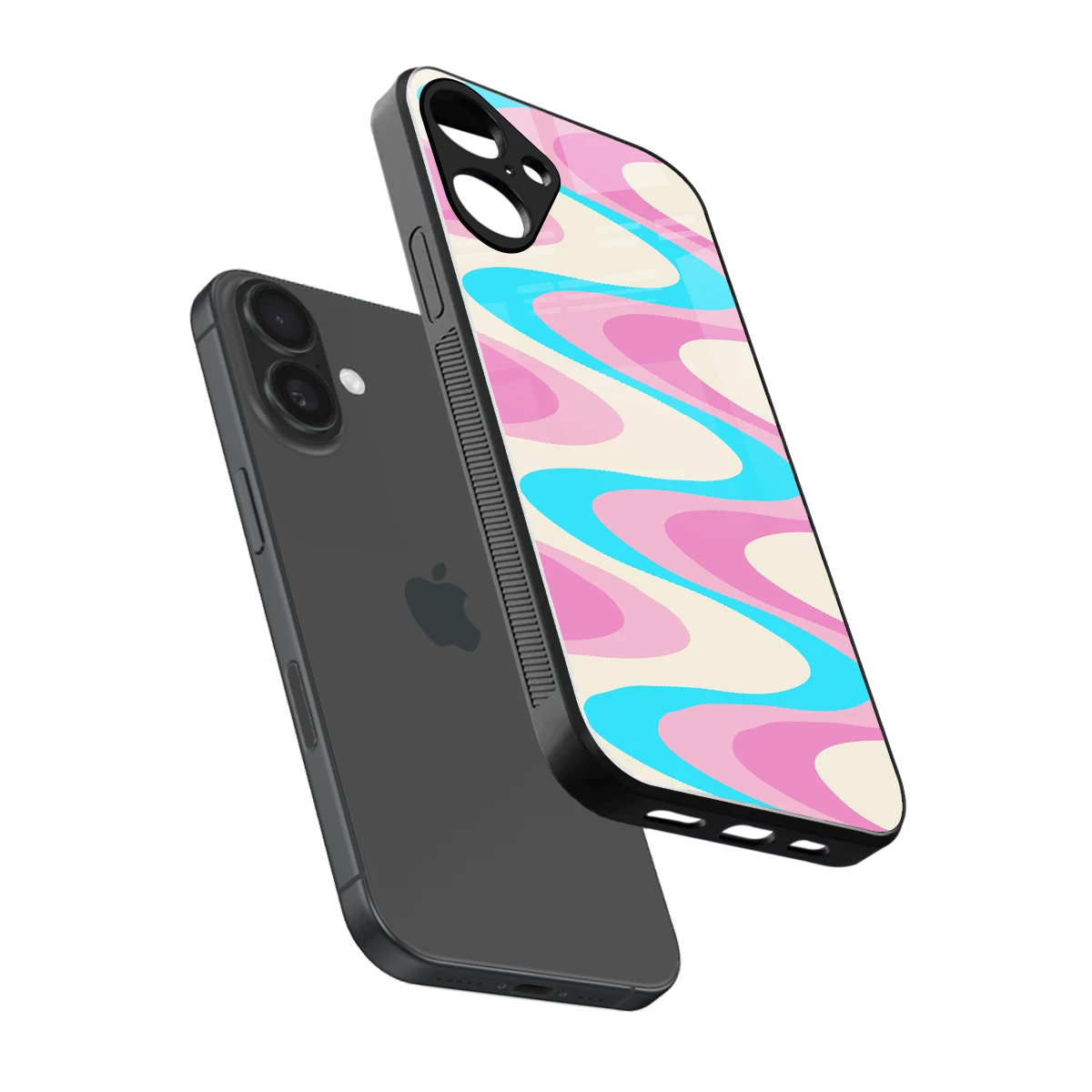 Psychedelic Zig sleek iphone 16 plus cover with tempered glass back and TPU edges