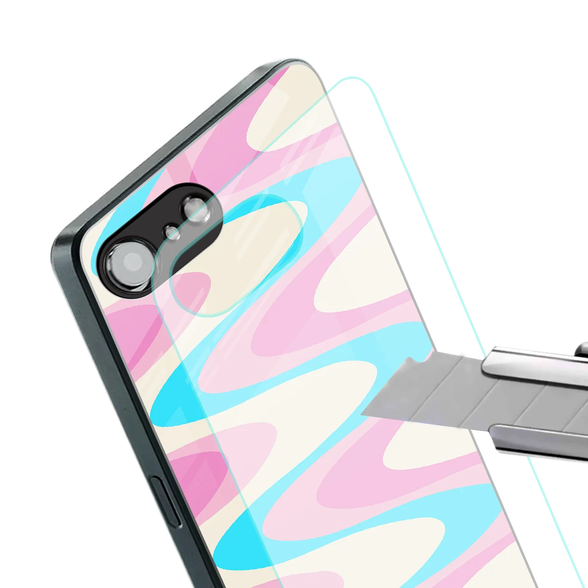 Psychedelic Zig stylish phone case for iphone 16e | glossy glass and slim fit