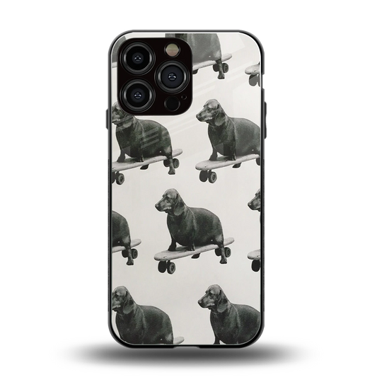 Pup Skater back phone cover | glass case for iphone 14 pro max