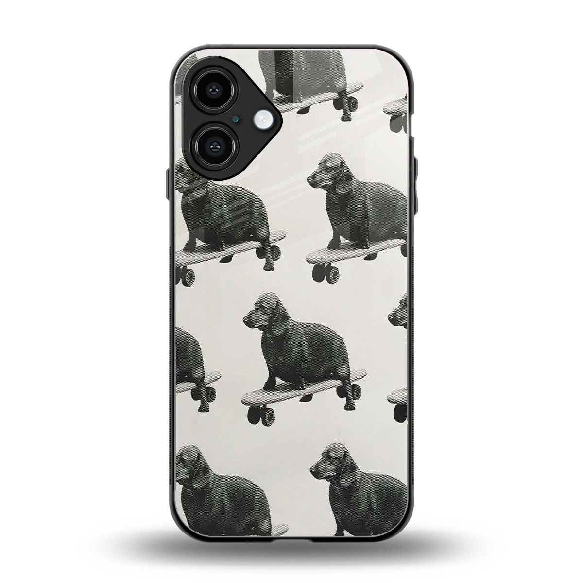 Pup Skater back phone cover | glass case for iphone 16 plus