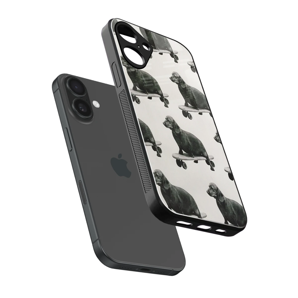 Pup Skater sleek iphone 16 plus cover with tempered glass back and TPU edges