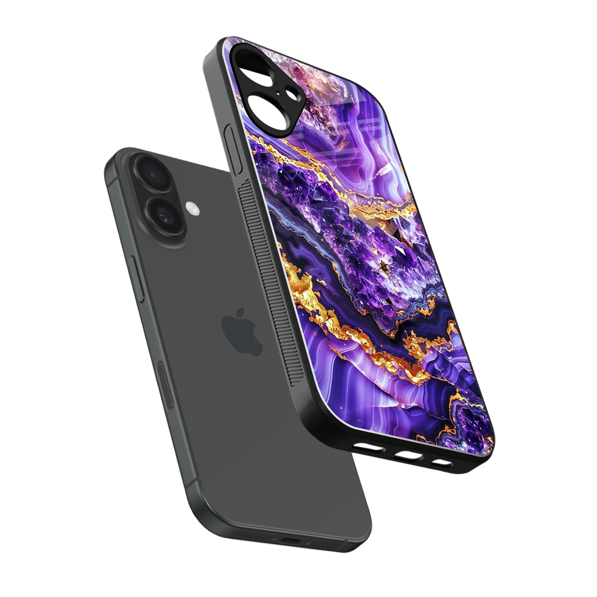 Purple Majesty sleek iphone 16 plus cover with tempered glass back and TPU edges