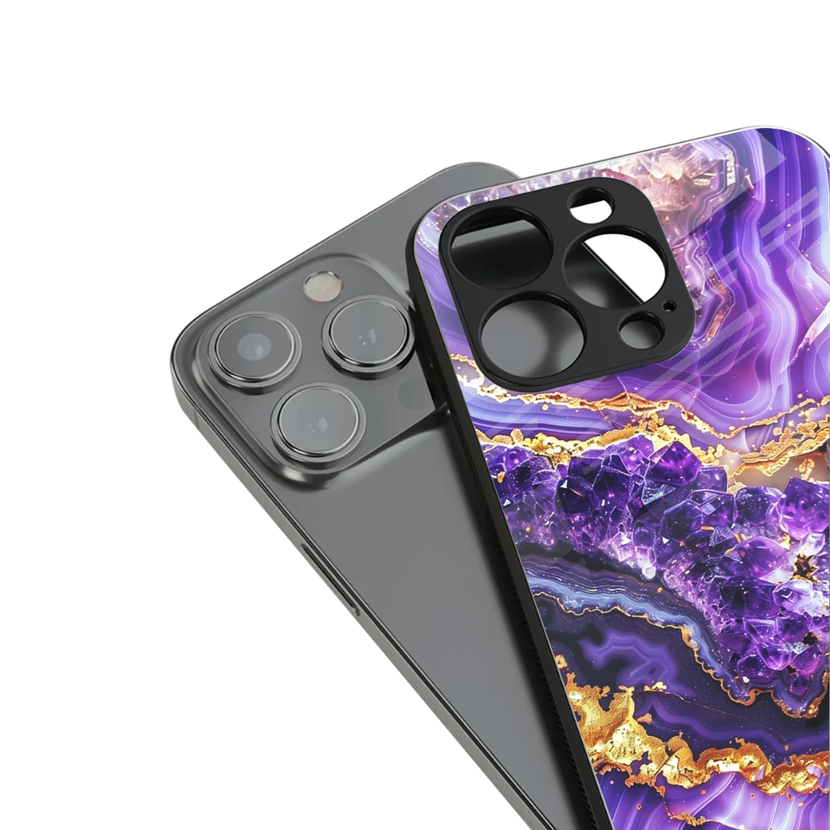 Purple Majesty stylish phone case for iphone 15 pro | glossy glass and slim fit