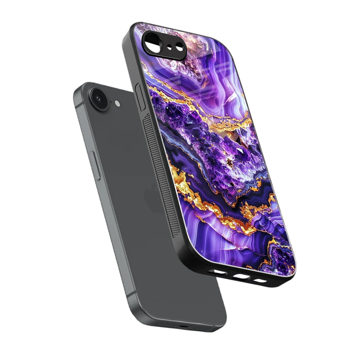 Purple Majesty sleek iphone 16e cover with tempered glass back and TPU edges