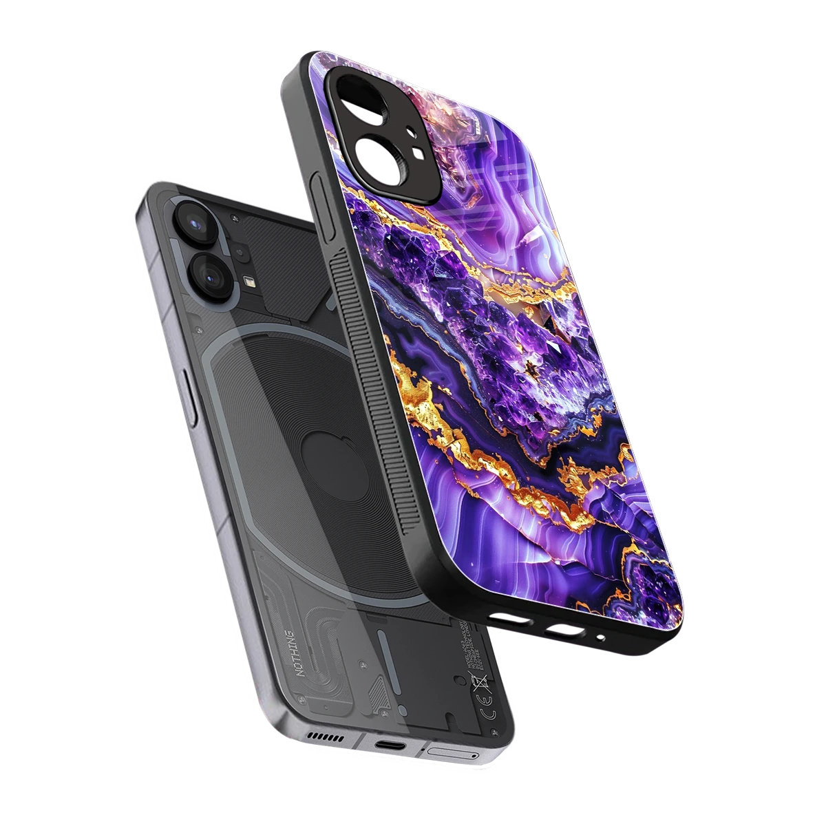 Purple Majesty sleek nothing phone 1 cover with tempered glass back and TPU edges