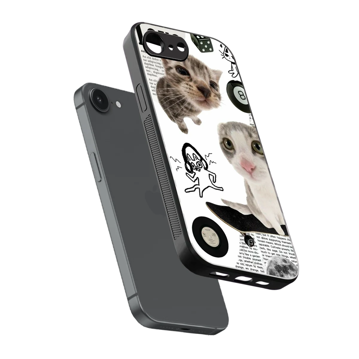 Purrfect Patchwork sleek iphone 16e cover with tempered glass back and TPU edges