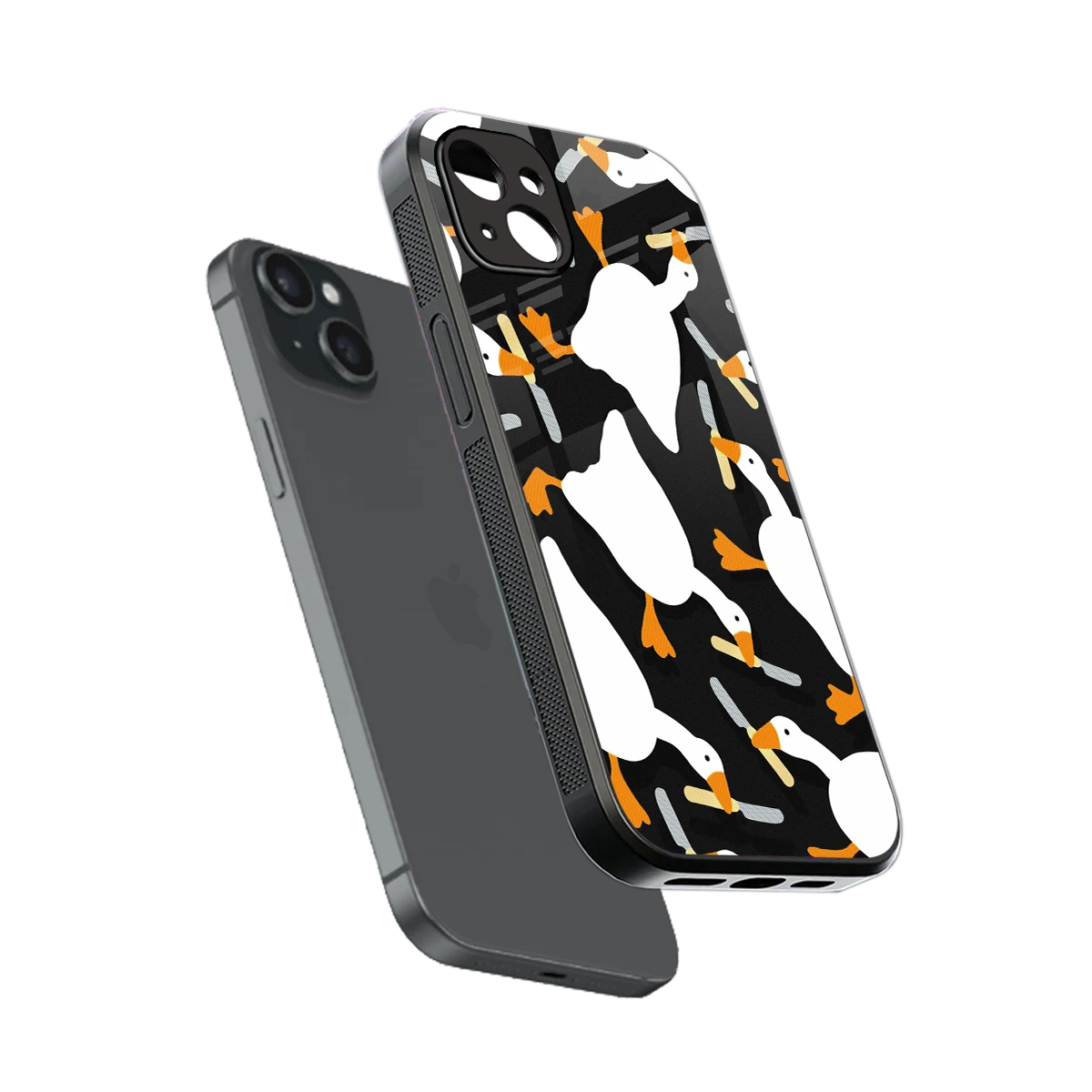 Quack Attack sleek iphone 14 plus cover with tempered glass back and TPU edges