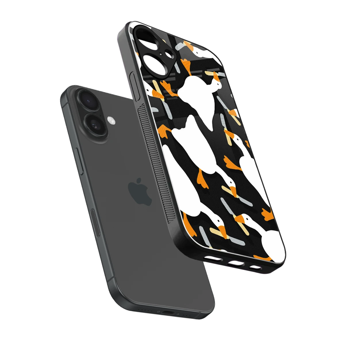 Quack Attack sleek iphone 16 plus cover with tempered glass back and TPU edges