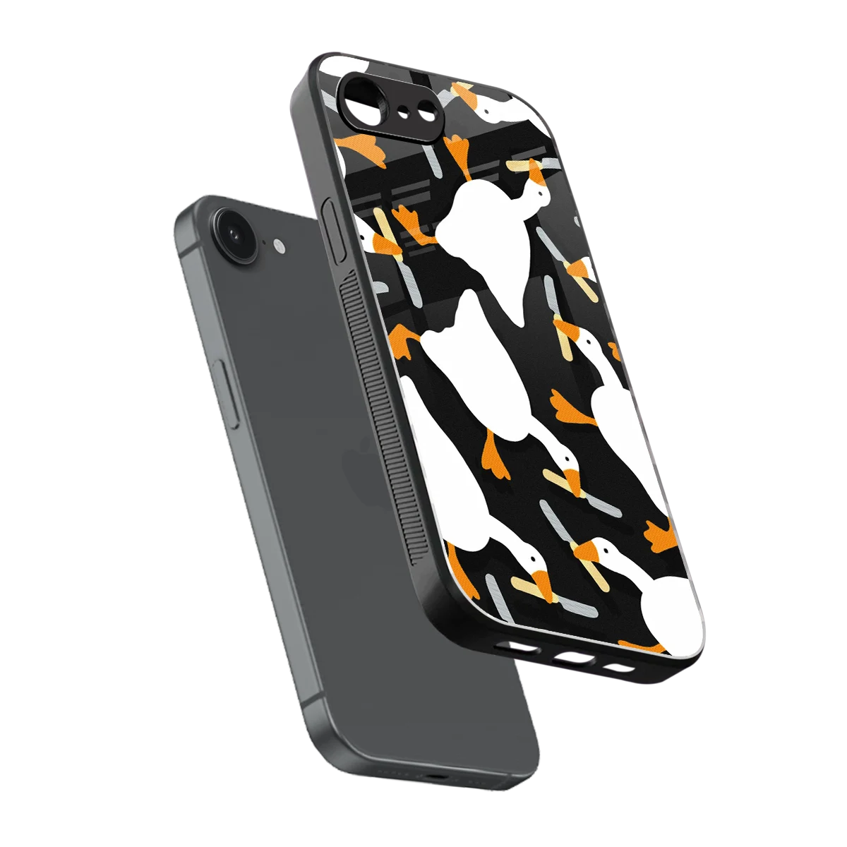 Quack Attack sleek iphone 16e cover with tempered glass back and TPU edges