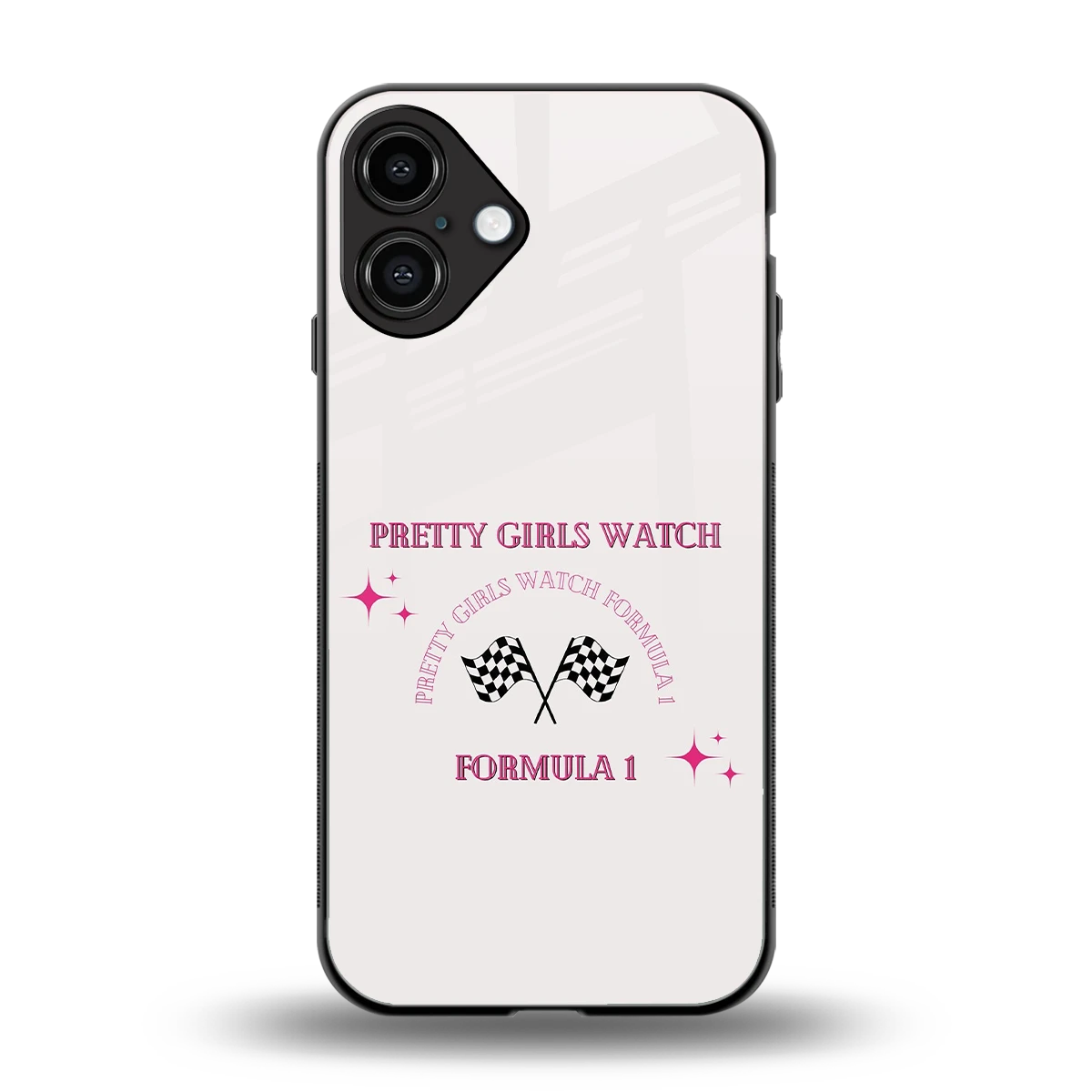 Racing Babe back phone cover | glass case for iphone 16 plus