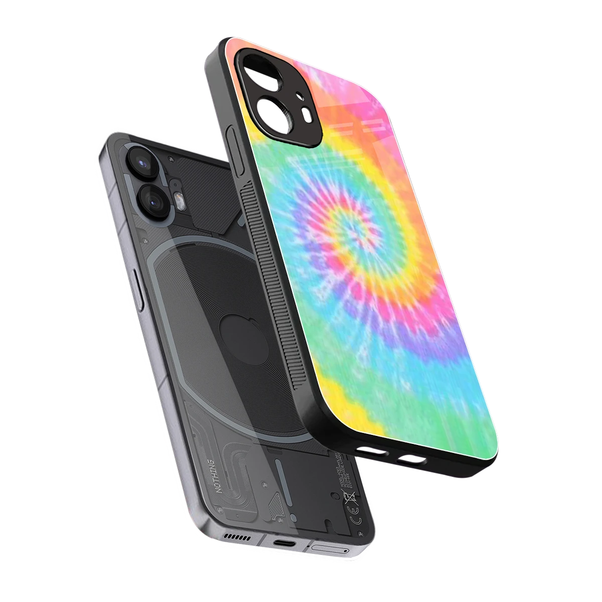 Rainbow sleek nothing phone 2 cover with tempered glass back and TPU edges