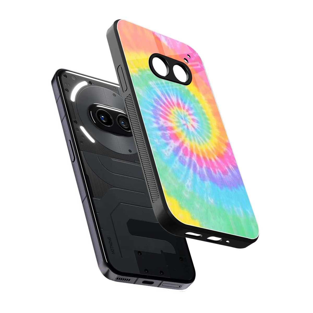 Rainbow sleek nothing phone 2a cover with tempered glass back and TPU edges