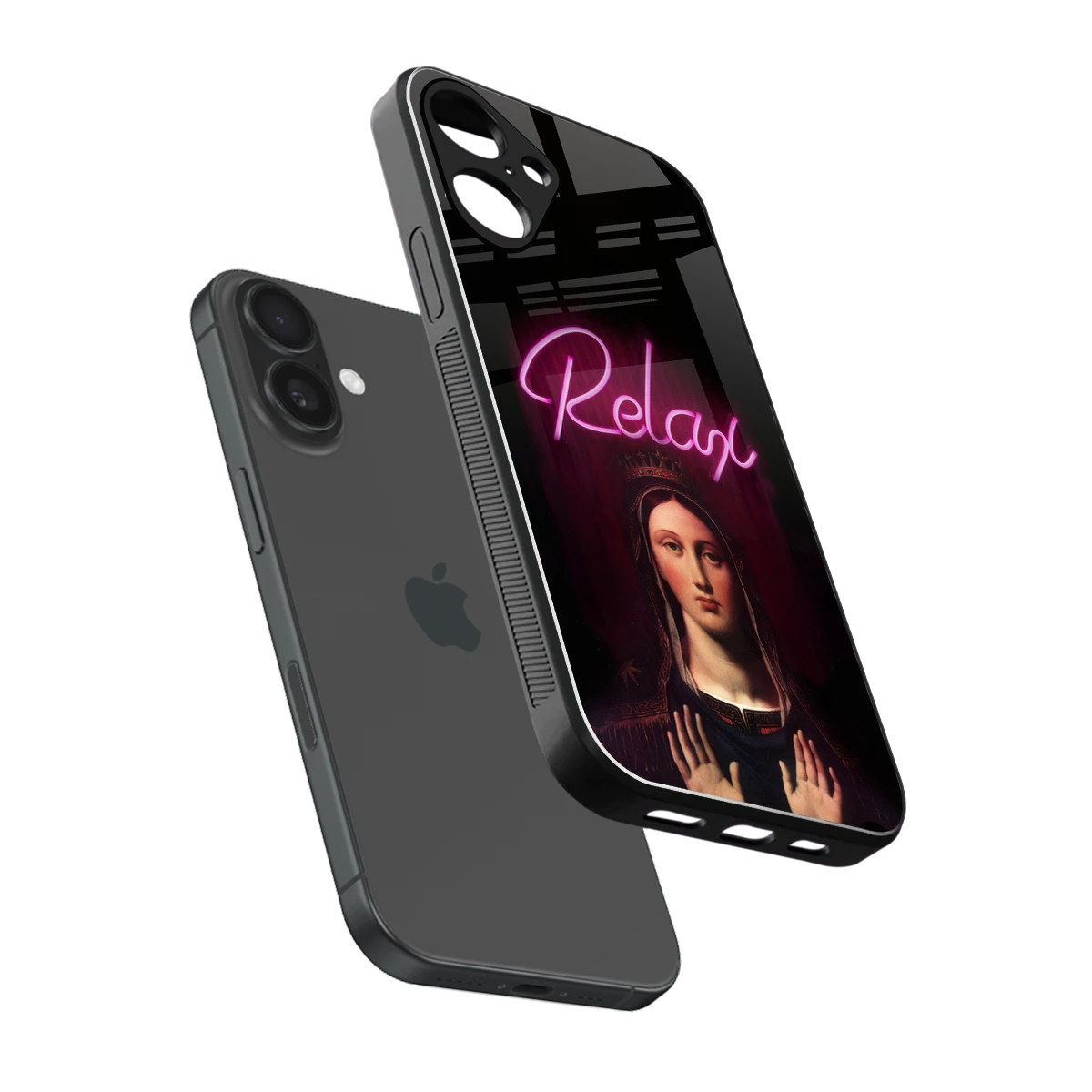 Relax sleek iphone 16 plus cover with tempered glass back and TPU edges