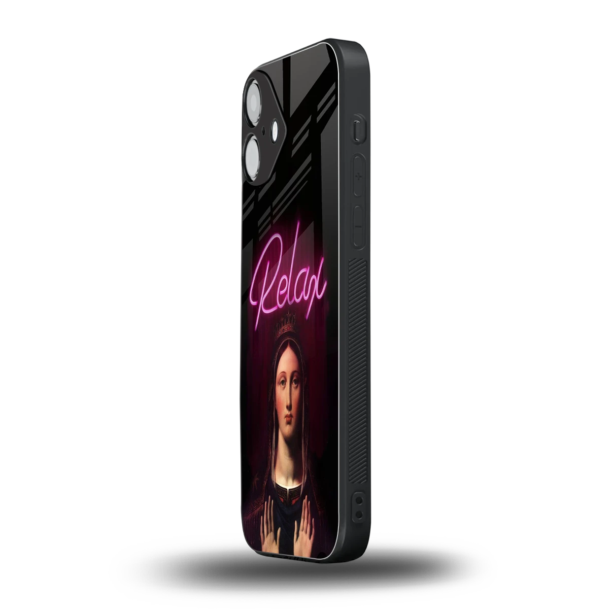 Relax iphone 16 plus mobile cover | shockproof glass phone case