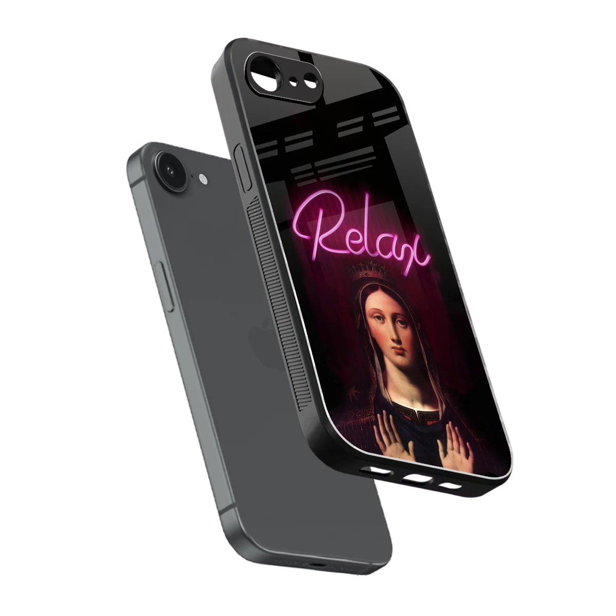 Relax sleek iphone 16e cover with tempered glass back and TPU edges