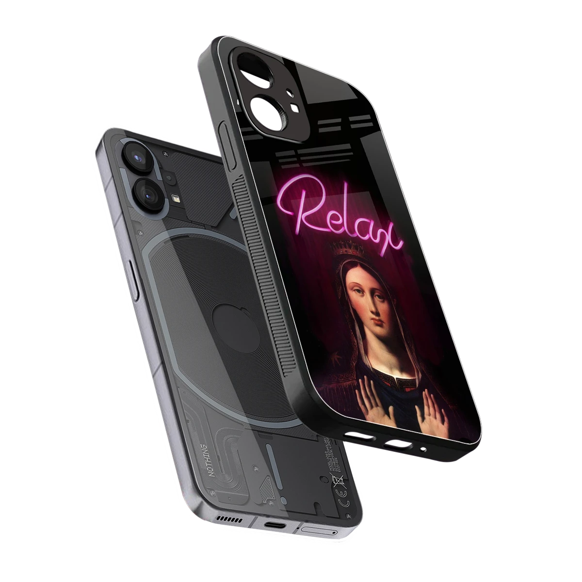 Relax sleek nothing phone 1 cover with tempered glass back and TPU edges