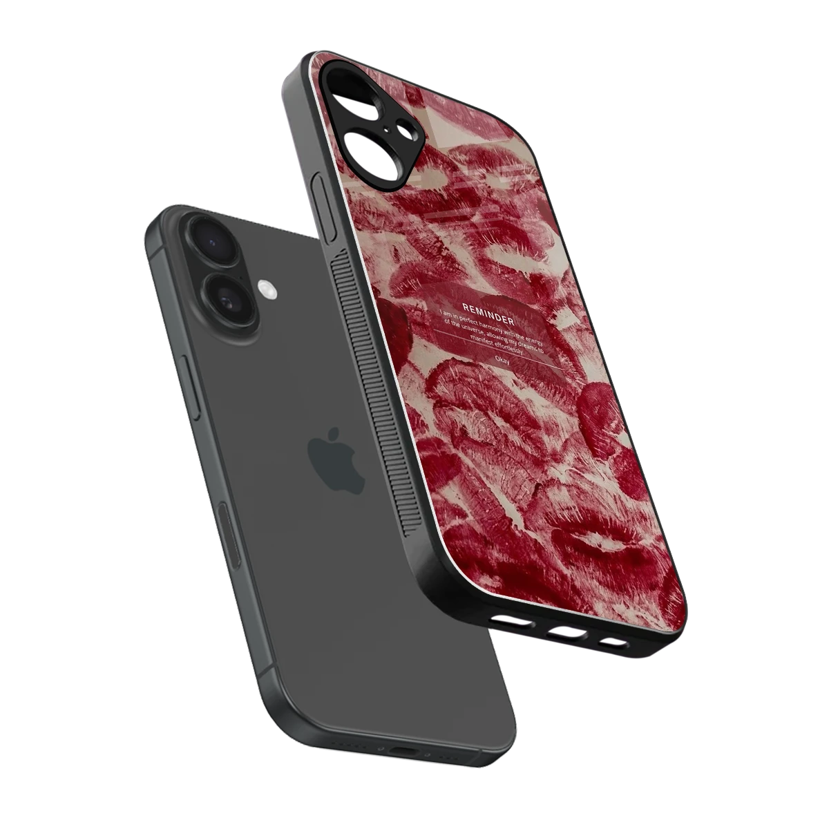 Reminder sleek iphone 16 plus cover with tempered glass back and TPU edges