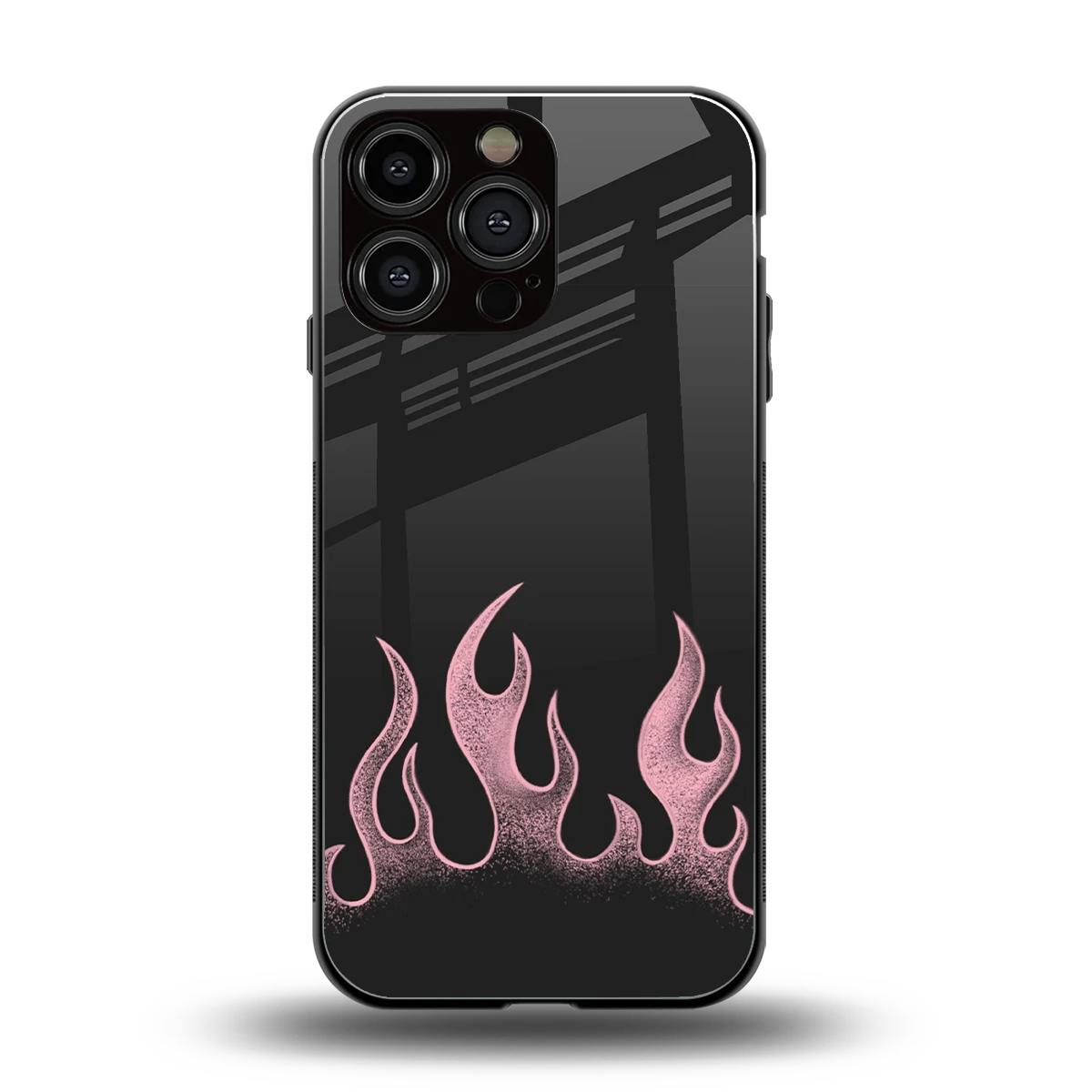 Retro Pink Flames back phone cover | glass case for iphone 15 pro max