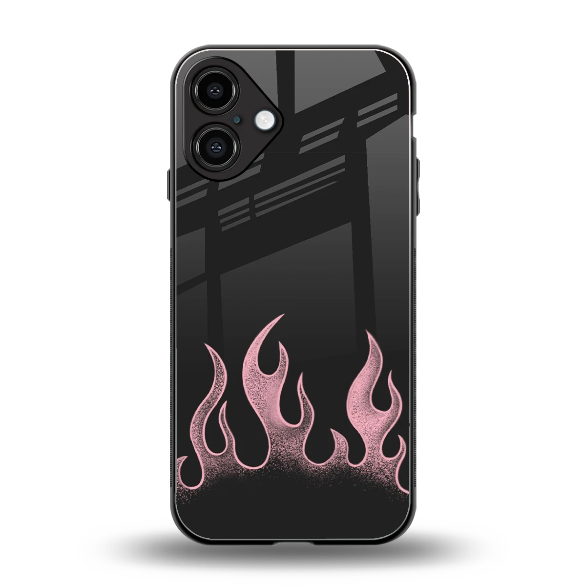 Retro Pink Flames back phone cover | glass case for iphone 16 plus