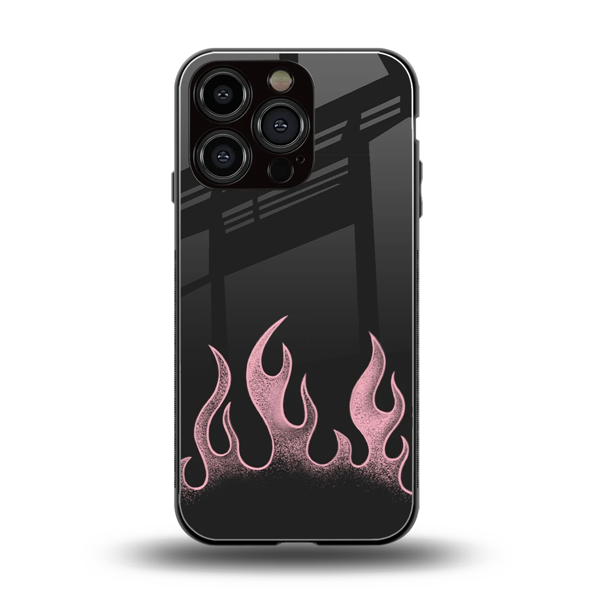 Retro Pink Flames back phone cover | glass case for iphone 16 pro