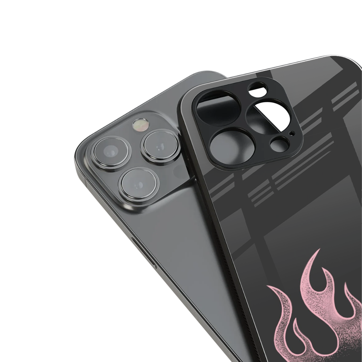 Retro Pink Flames Phone Case for Iphone 16 | Glass Case