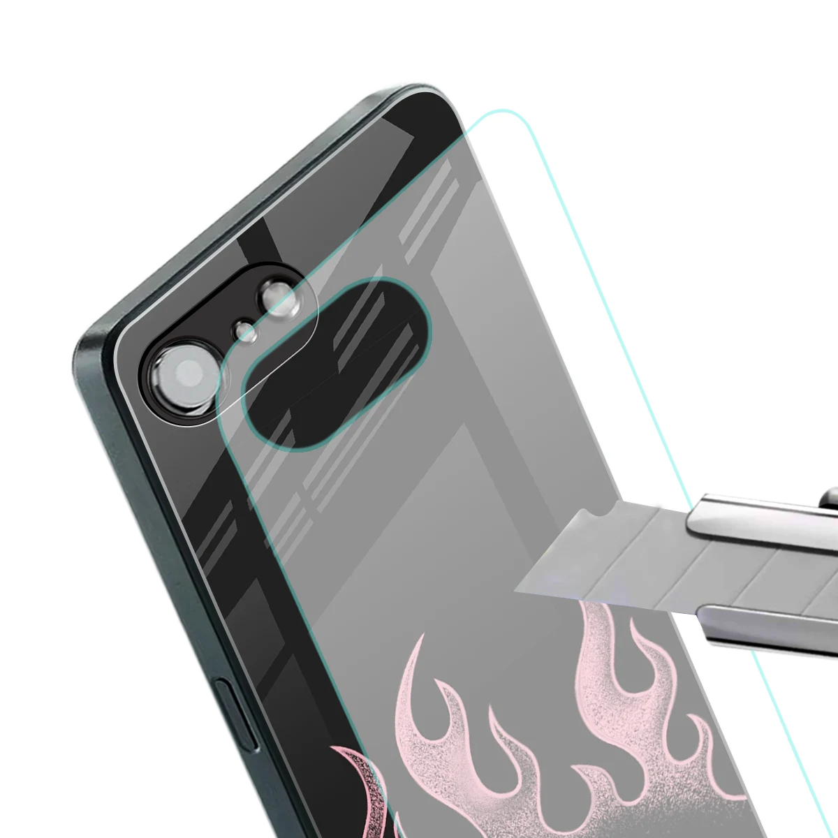 Retro Pink Flames stylish phone case for iphone 16e | glossy glass and slim fit