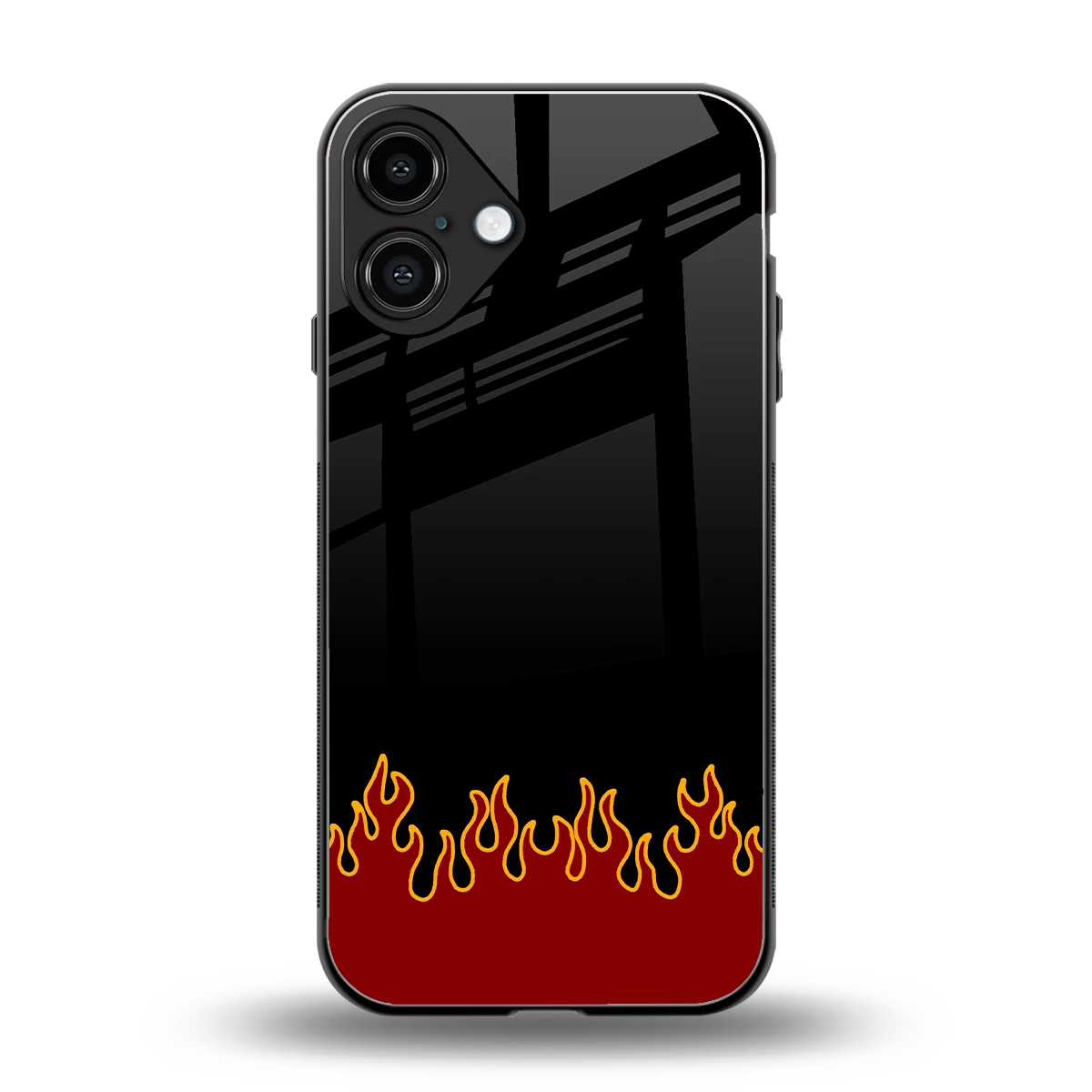 Retro Red Flames back phone cover | glass case for iphone 16 plus
