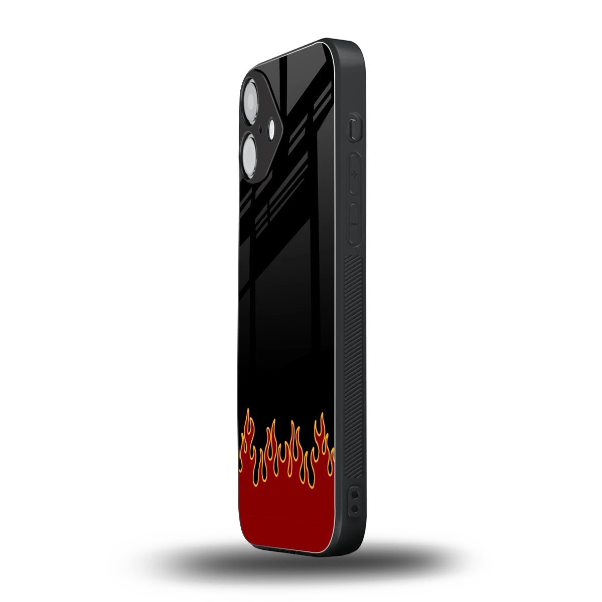 Retro Red Flames iphone 16 plus mobile cover | shockproof glass phone case