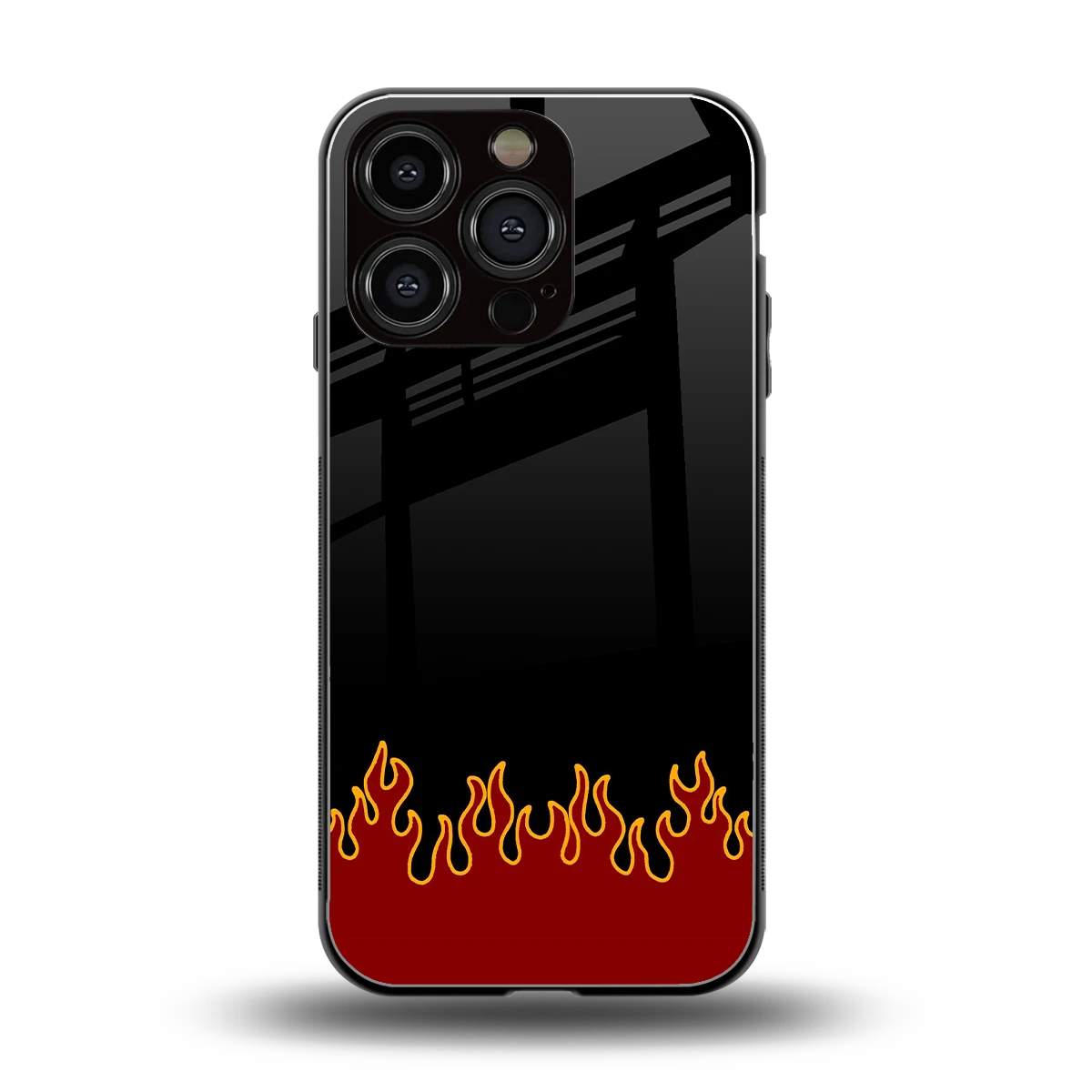 Retro Red Flames back phone cover | glass case for iphone 16 pro