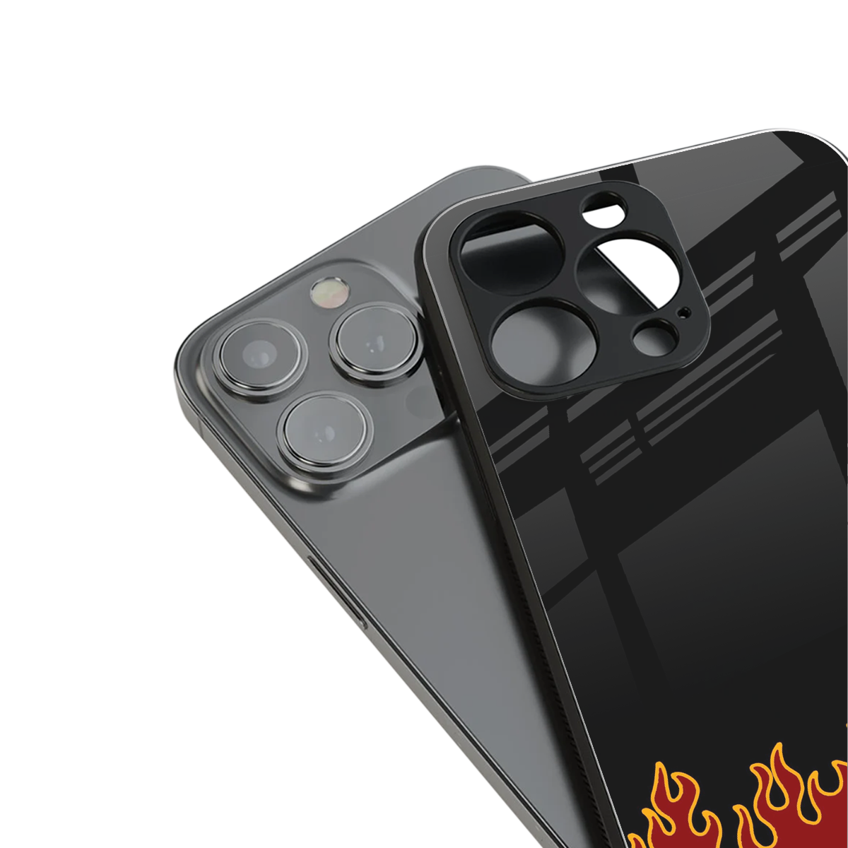 Retro Red Flames Phone Case for Iphone 16 | Glass Case