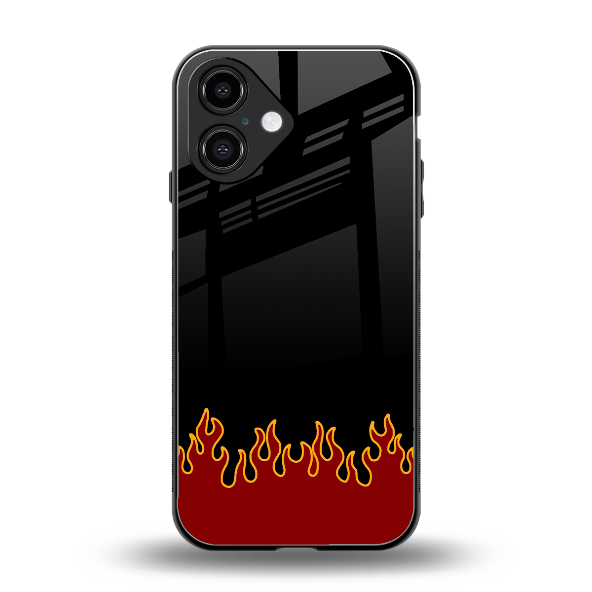 Retro Red Flames Phone Case for Iphone 16 | Glass Case