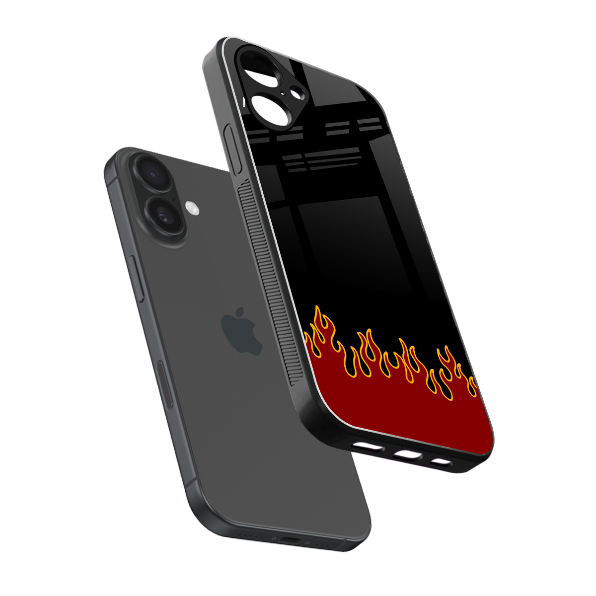 Retro Red Flames Phone Case for Iphone 16 | Glass Case