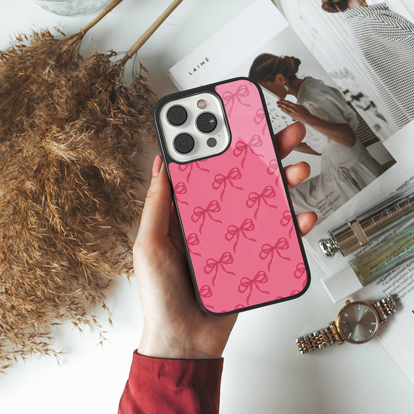 Ribbon Chic Phone Case for Iphone 16 | Glass Case